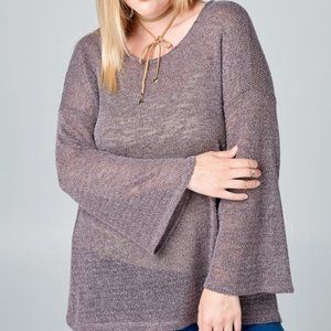 Two-Tone Knit Blouse - PLUS